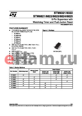 STM6821RWY6F datasheet - 5-Pin Supervisor with Watchdog Timer and Push-button Reset