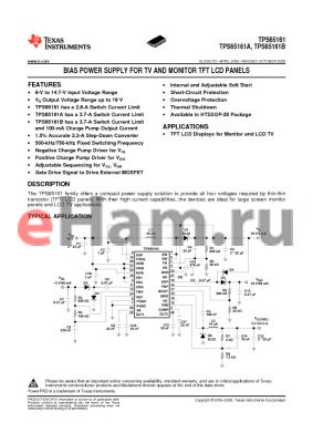 TPS65161APWPRG4 datasheet - BIAS POWER SUPPLY FOR TV AND MONITOR TFT LCD PANELS