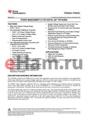 TPS65231 datasheet - POWER MANAGEMENT IC FOR DIGITAL SET TOP BOXES