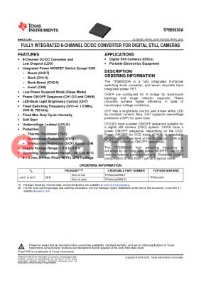 TPS65530ARSLR datasheet - FULLY INTEGRATED 8-CHANNEL DC/DC CONVERTER FOR DIGITAL STILL CAMERAS