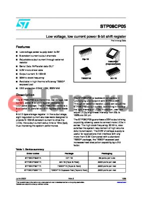 STP08CP05MTR datasheet - Low voltage, low current power 8-bit shift register