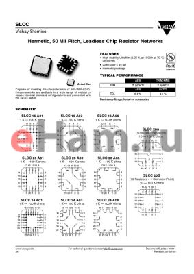 SLCC2003RB datasheet - Hermetic, 50 Mil Pitch, Leadless Chip Resistor Networks