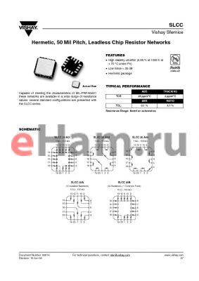 SLCC20A-10MDT0005 datasheet - Hermetic, 50 Mil Pitch, Leadless Chip Resistor Networks