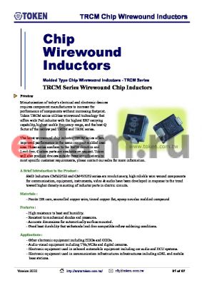 TRCM453232-391J datasheet - TRCM Chip Wirewound Inductors