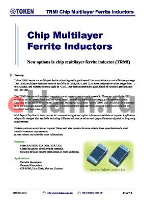 TRMI160808-10N datasheet - TRMI Chip Multilayer Ferrite Inductors