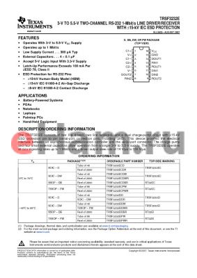 TRSF3232EIDG4 datasheet - 3-V TO 5.5-V TWO-CHANNEL RS-232 1-Mbit/s LINE DRIVER/RECEIVER WITH a15-kV IEC ESD PROTECTION