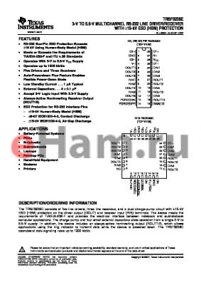 TRSF3238ECDW datasheet - 3-V TO 5.5-V MULTICHANNEL RS-232 LINE DRIVER/RECEIVER WITH a15-kV ESD (HBM) PROTECTION