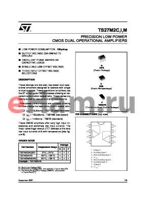 TS27M2AID datasheet - PRECISION LOW POWER CMOS DUAL OPERATIONAL AMPLIFIERS