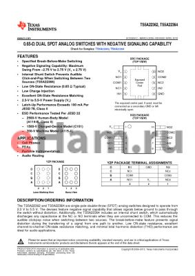 TS5A22364DGSR datasheet - 0.65-Y DUAL SPDT ANALOG SWITCHES WITH NEGATIVE SIGNALING CAPABILITY