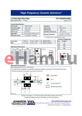 1900HP41B500 datasheet - 1.9 GHz High Pass Filter