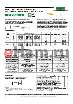 CEA10-102-C201 datasheet - AXIAL LEAD CERAMIC CAPACITORS MULTILAYER CERAGOLDTM CONSTRUCTION