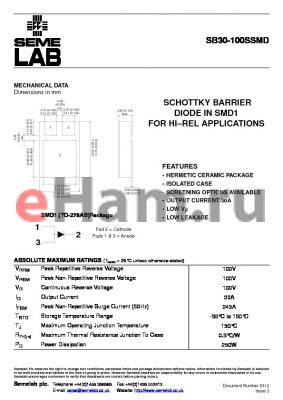 SB30-100SSMD datasheet - SCHOTTKY BARRIER