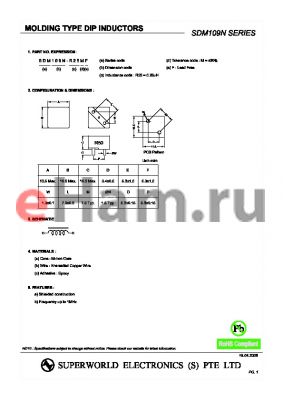 SDM109N-R25MF datasheet - MOLDING TYPE DIP INDUCTORS