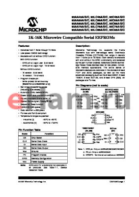 93AA76C-I/MC datasheet - 1K-16K Microwire Compatible Serial EEPROMs