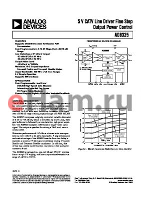 AD8325ARU datasheet - 5 V CATV Line Driver Fine Step Output Power Control