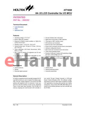HT1650_10 datasheet - 6432 LCD Controller for I/O MCU