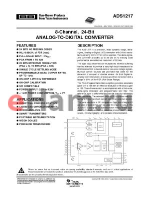 ADS1217IPFBR datasheet - 8-Channel, 24-Bit ANALOG-TO-DIGITAL CONVERTER