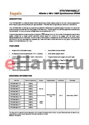 HY57V561620T-8 datasheet - 4Banks x 4M x 16Bit Synchronous DRAM