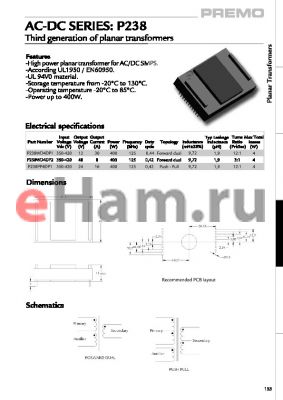 P238PP4DP1 datasheet - Third generation of planar transformers