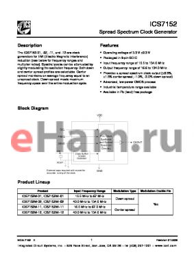 ICS7152MI-12LFT datasheet - Spread Spectrum Clock Generator