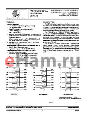 IDT542540TSOB datasheet - FAST CMOS OCTAL BUFFER/LINE DRIVERS