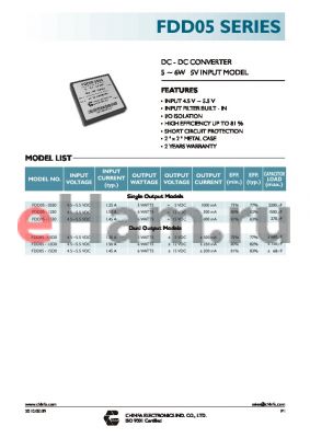 FDD05-05D0 datasheet - DC - DC CONVERTER 5~6W 5V INPUT MODEL