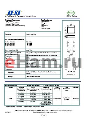 ILCX18-IIEF18-20.000 datasheet - 4 Pad Ceramic Package, 2 mm x 2.5 mm