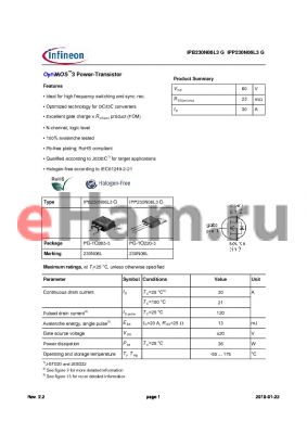 IPP230N06L3G datasheet - OptiMOS3 Power-Transistor