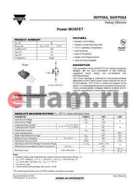 IRFP054PBF datasheet - Power MOSFET
