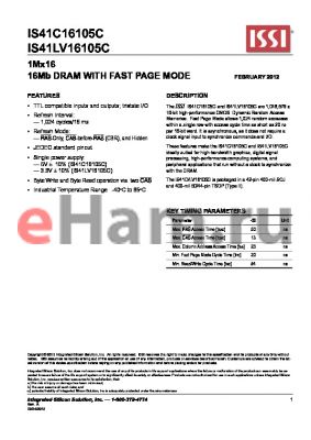 IS41C16105C datasheet - 16Mb DRAM WITH FAST PAGE MODE
