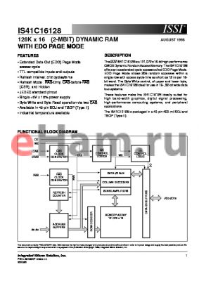 IS41C16128-50KI datasheet - 128K x 16 (2-MBIT) DYNAMIC RAM WITH EDO PAGE MODE