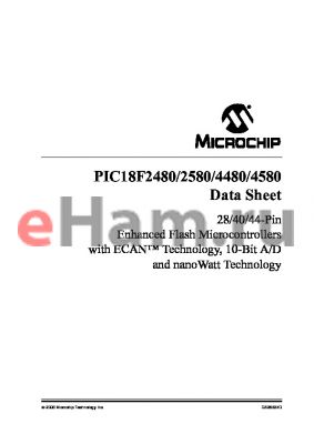 PIC18F4480-I/ML datasheet - 28/40/44-Pin Enhanced Flash Microcontrollers with ECAN Technology, 10-Bit A/D and nanoWatt Technology