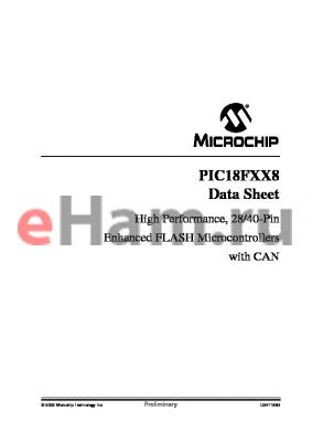 PIC18LF458TISOQTP datasheet - High Performance, 28/40-Pin Enhanced FLASH Microcontrollers with CAN