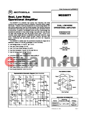 MC33077 datasheet - DUAL, LOW NOISE OPERATIONAL AMPLIFIER