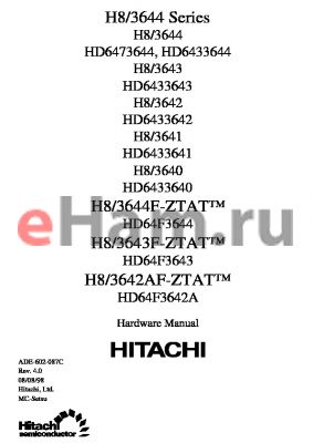 H8/3640 datasheet - H8/3644 Series Hardware Manual