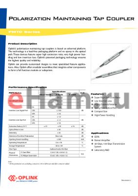 PMTC1450U011 datasheet - Polarization Maintaining Tap Coupler