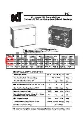 PO100 datasheet - 75, 100 and 120 Ampere Bridges o Provides 0.40 C/W Junction-to-Case, Thermal Resistance