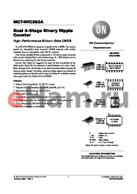 MC74HC393ADTR2G datasheet - Dual 4−Stage Binary Ripple Counter High−Performance Silicon−Gate CMOS