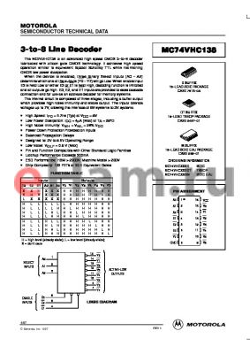 MC74VHC138M datasheet - 3-to-8 Line Decoder