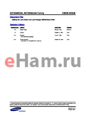 K6T2008V2A-TF85 datasheet - 256Kx8 bit Low Power and Low Voltage CMOS Static RAM