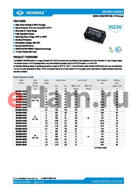 MCWI03-24D15 datasheet - DC/DCCONVERTER 3W High Power Density in SIP-8 Package