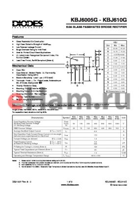 KBJ6005G datasheet - 6.0A GLASS PASSIVATED BRIDGE RECTIFIER