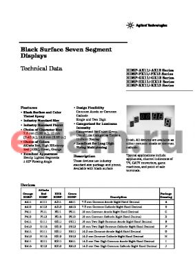HDSP-H511-HG200 datasheet - Black Surface Seven Segment Displays