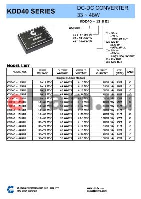 KDD40-24T01 datasheet - DC-DC CONVERTER 33 ~ 48W