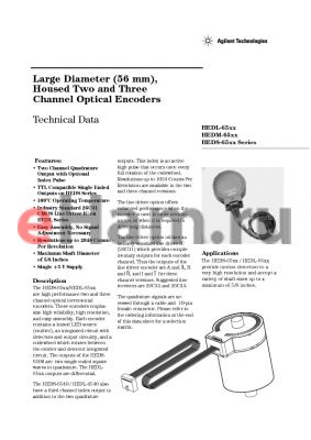 HEDS-6540-B11 datasheet - Large Diameter (56 mm), Housed Two and Three Channel Optical Enco