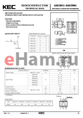 KRC855U datasheet - EPITAXIAL PLANAR NPN TRANSISTOR (SWITCHING, INTERFACE CIRCUIT AND DRIVER CIRCUIT)