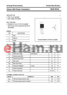 MJE18002 datasheet - Silicon NPN Power Transistors