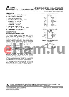 LMV824IDG4 datasheet - LOW-VOLTAGE RAIL-TO-RAIL OUTPUT OPERATIONAL AMPLIFIERS