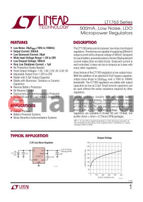 LT1763CS8TR datasheet - 500mA, Low Noise, LDO Micropower Regulators