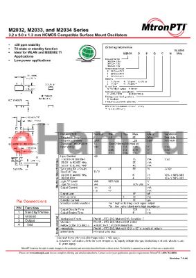 M203368QCN datasheet - 3.2 x 5.0 x 1.3 mm HCMOS Compatible Surface Mount Oscillators